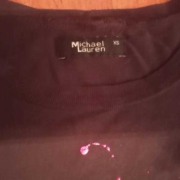 Michael Lauren Hermosa Women's Black Neon Splatter Puff Paint Tee XS - Picture 3 of 4